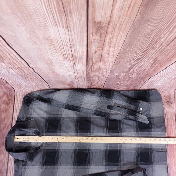 Calder Carmel Limited Edition 1/70 Mens Large Gray Black Windowpane Plaid Shirt - Picture 13 of 13